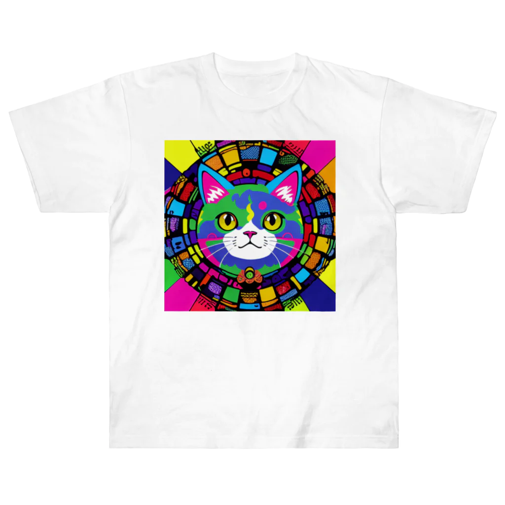 629_CAT_ARTのカラフルキャット Heavyweight T-Shirt