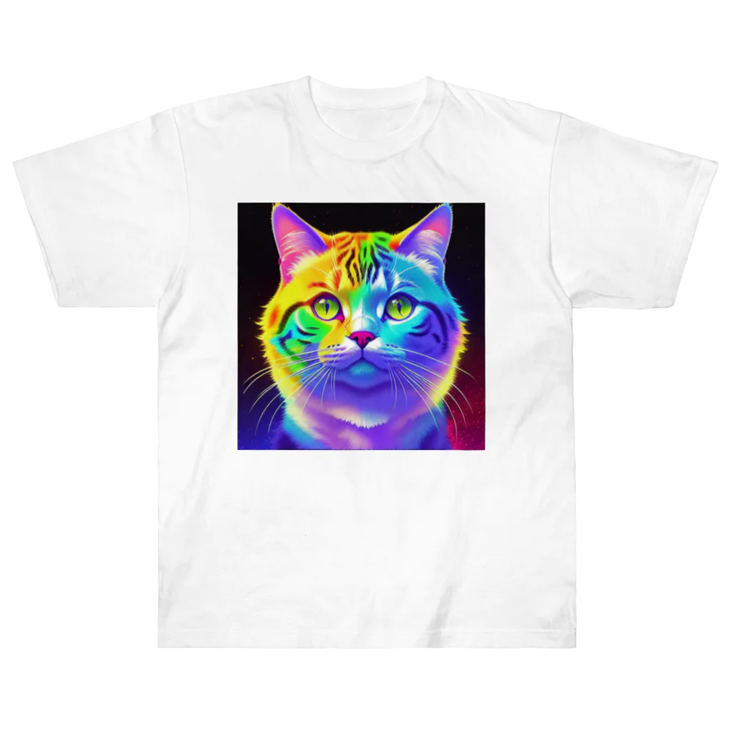 629_CAT_ARTのカラフルサイバーキャット vol3 ヘビーウェイトTシャツ