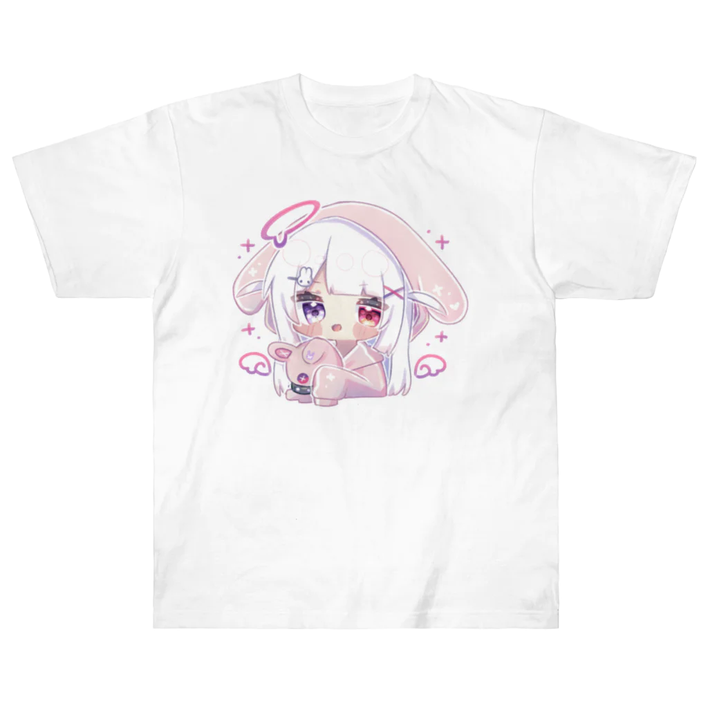 みなづき。のうさ耳パーカーちゃん(ぬい持ち) ヘビーウェイトTシャツ