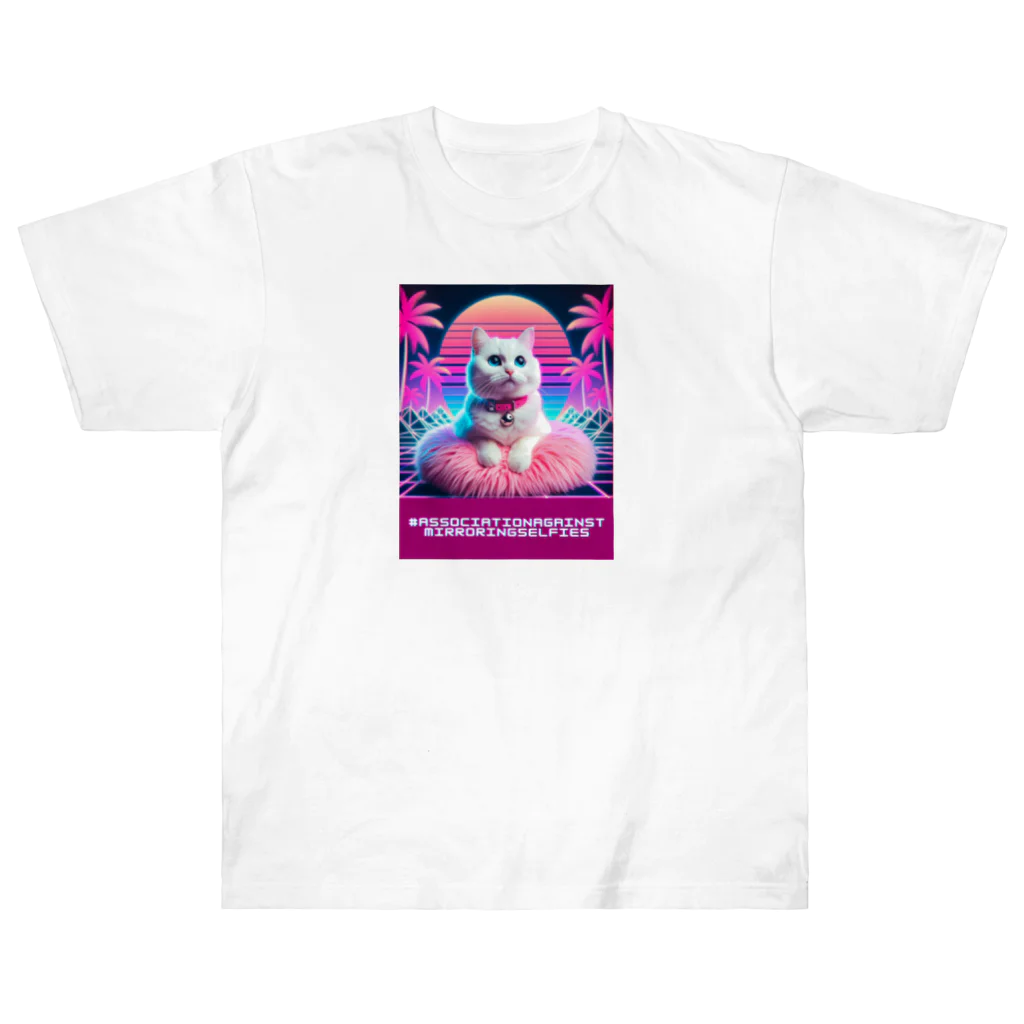 Association Against Mirroring SelfiesのSynthwave_cats Heavyweight T-Shirt