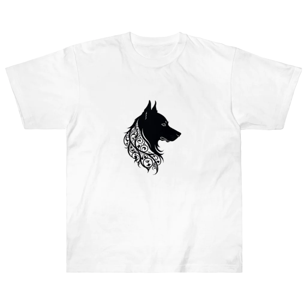 HikaGonのシルエット犬 ヘビーウェイトTシャツ