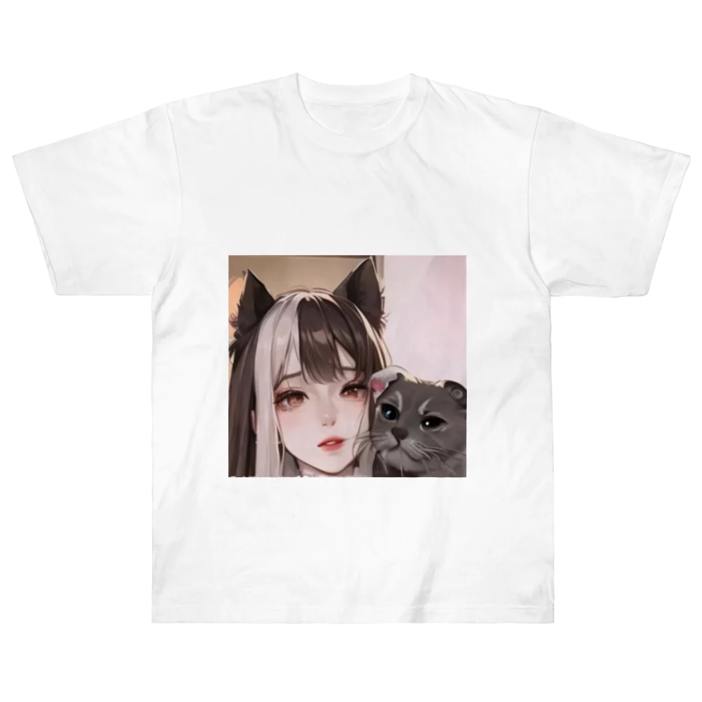 ラッキーLOVEの猫耳地雷っ娘2 Heavyweight T-Shirt