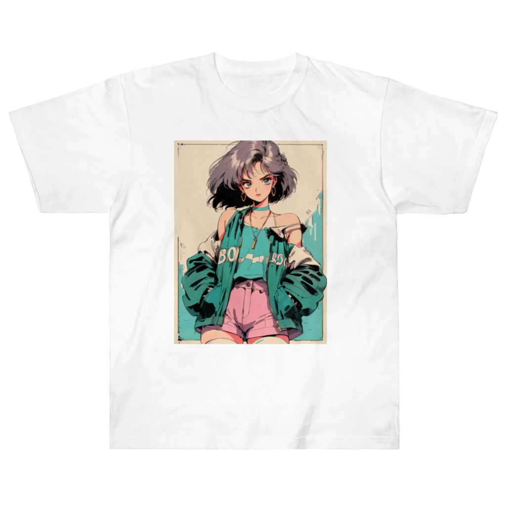 80s pop anime artの信じられないほど理不尽な学生 ヘビーウェイトTシャツ