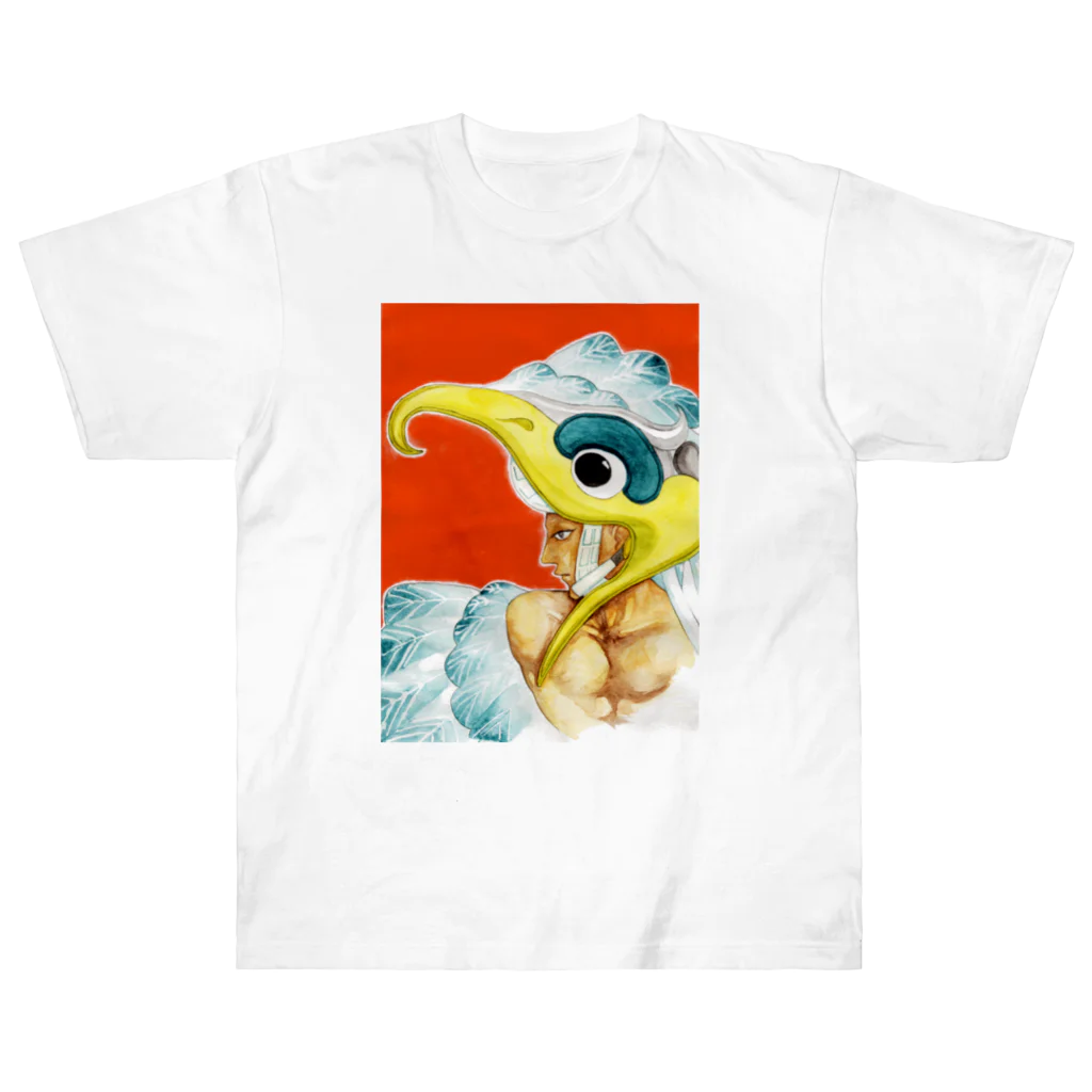 椿海堂のThe bird warrior――feat. Cacaxtla site ヘビーウェイトTシャツ