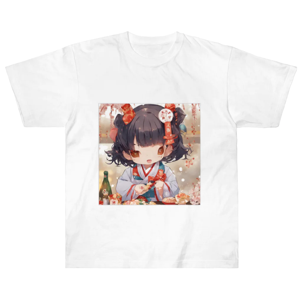rina-suzuの新春の可愛い女の子 ヘビーウェイトTシャツ