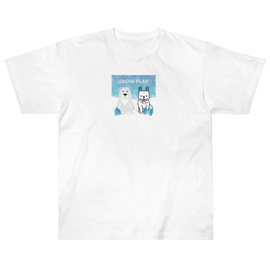 FRENCHIEのしろくまと雪遊びを楽しむフレブル🧤 Heavyweight T-Shirt