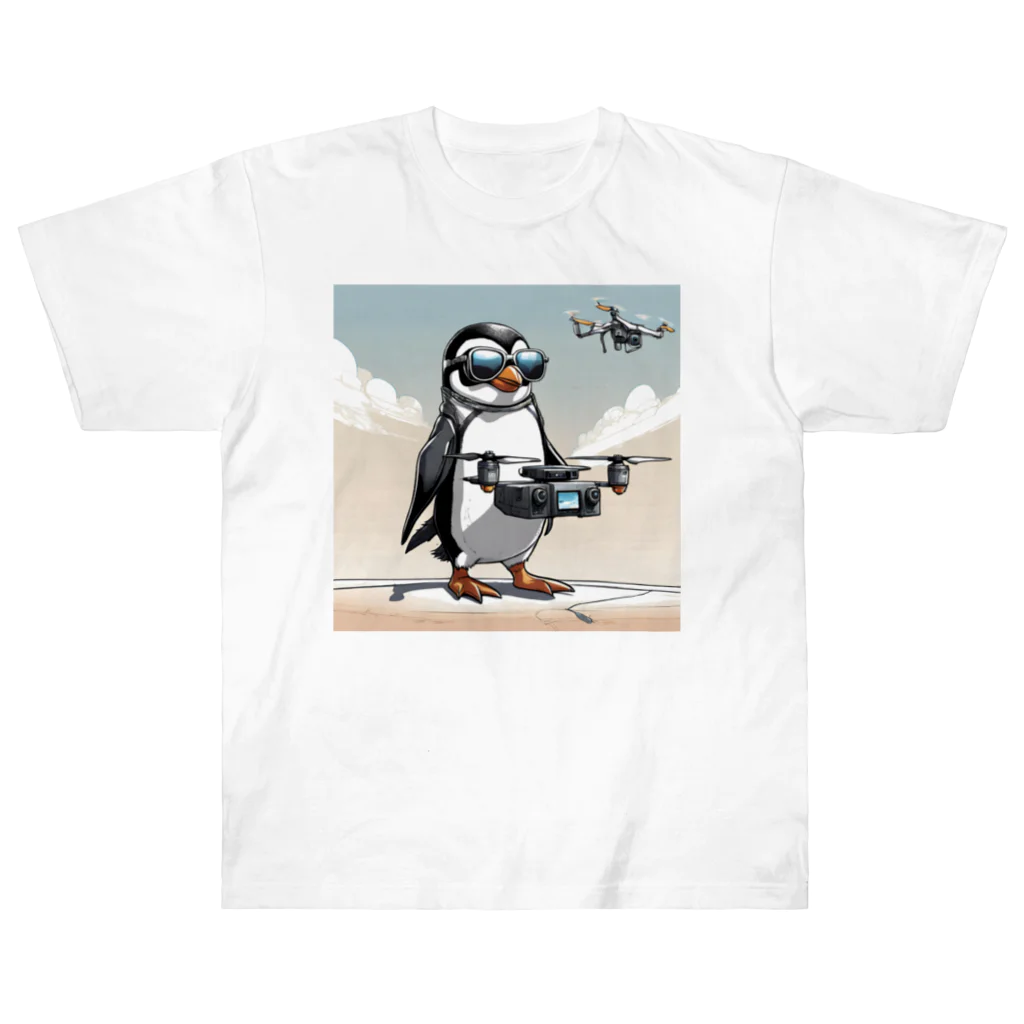 KenySignsのペンギンのドローン操縦士のイラストグッズ Heavyweight T-Shirt