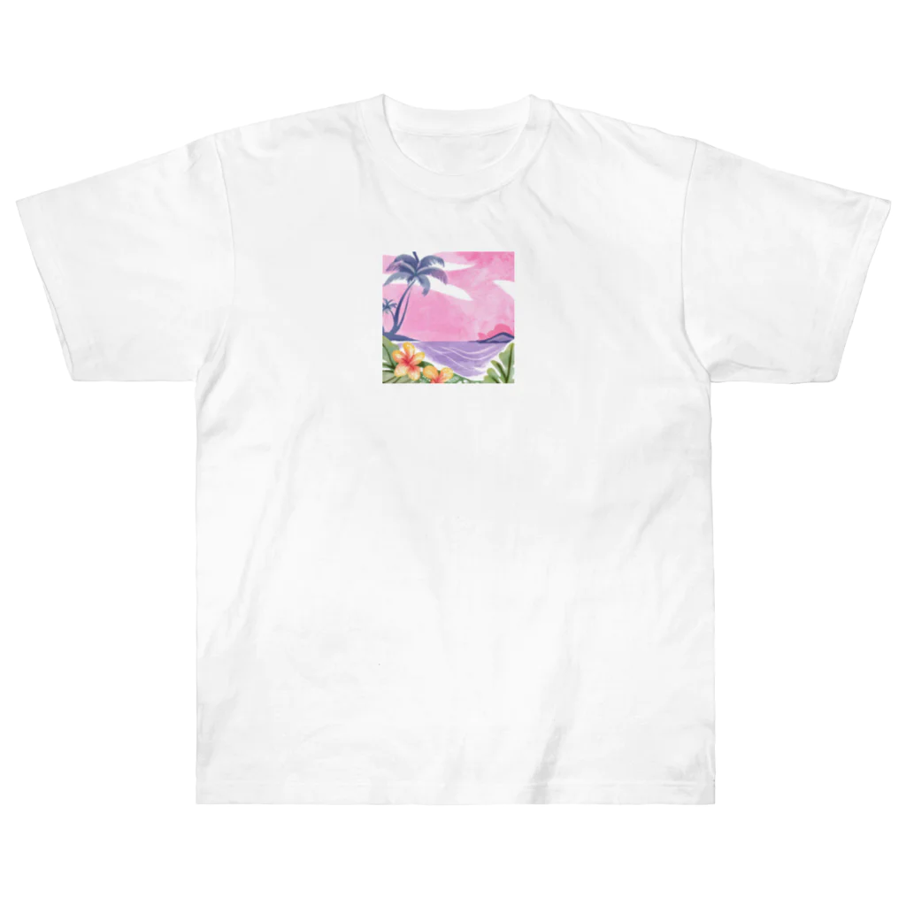 Sweet_moonLaboのHawaii　海とハイビスカス Heavyweight T-Shirt