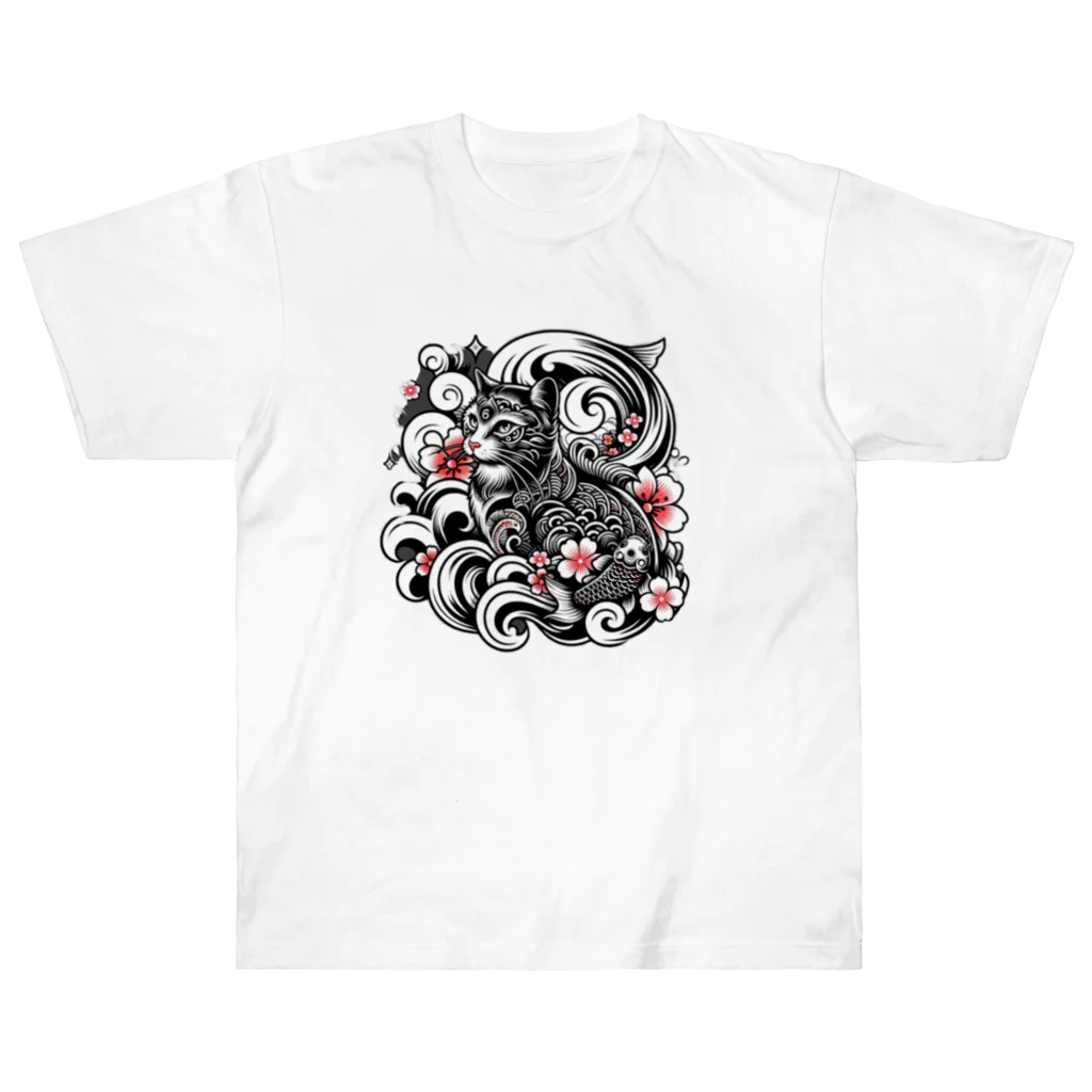 ねこの店のtatoo cat Heavyweight T-Shirt