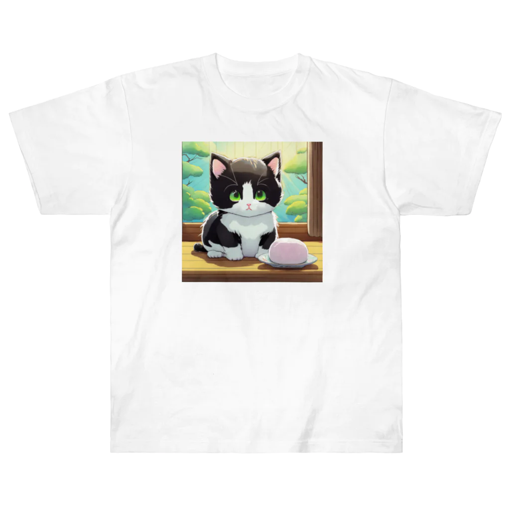 yoiyononakaのお餅と白黒猫 Heavyweight T-Shirt