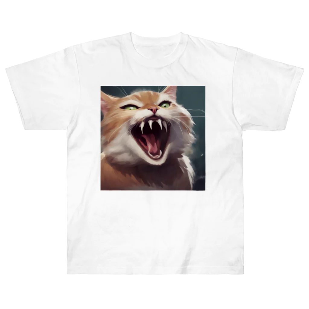 oekakishopのシャーッする猫 Heavyweight T-Shirt