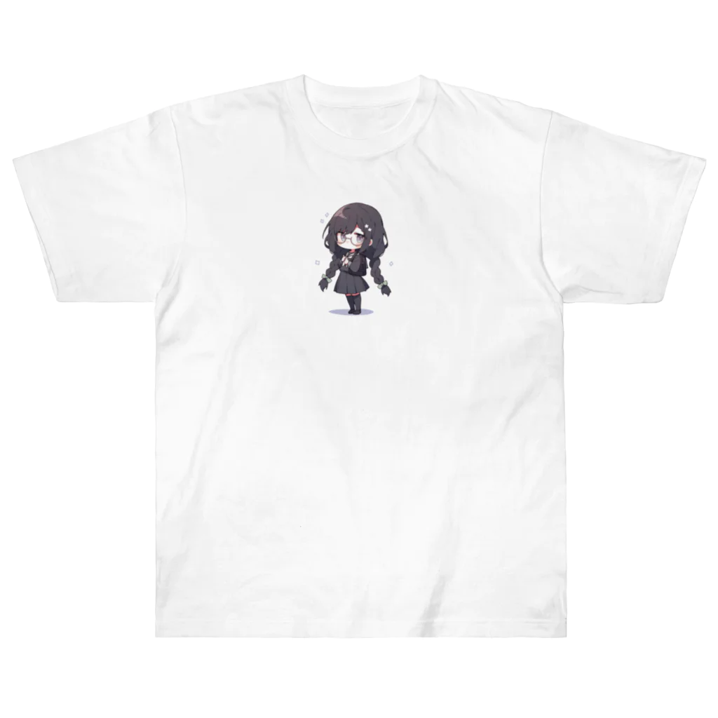 かわいい女の子とシュールな絵の地味子 ヘビーウェイトTシャツ