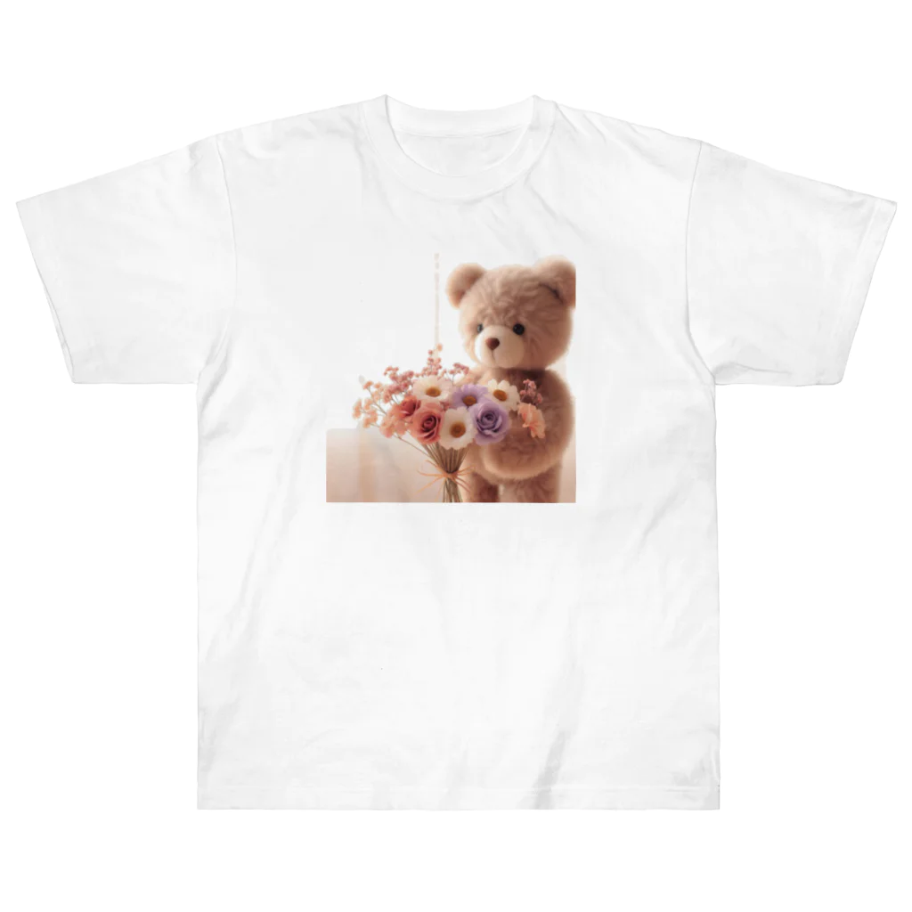 星パンダショップのはなとくま　～flower and bear～ ヘビーウェイトTシャツ