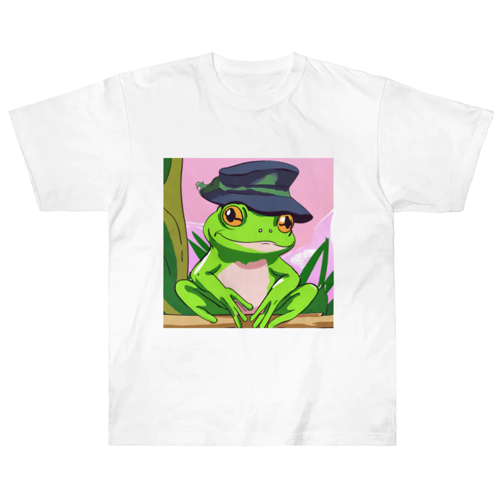 Louvreの帽子のカエルくん ヘビーウェイトTシャツ