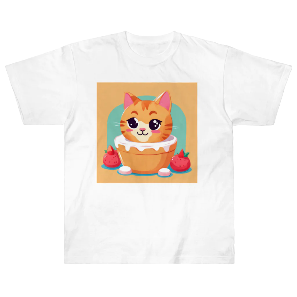 グアムドッグホテルズセレクトショップのスイーツ大好きな子猫ちゃん ヘビーウェイトTシャツ