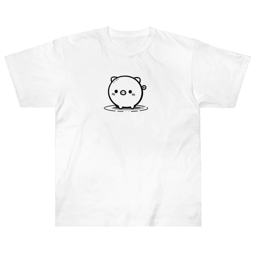 終わらない夢🌈のまんまる🐷ぶたちゃん😍 ヘビーウェイトTシャツ