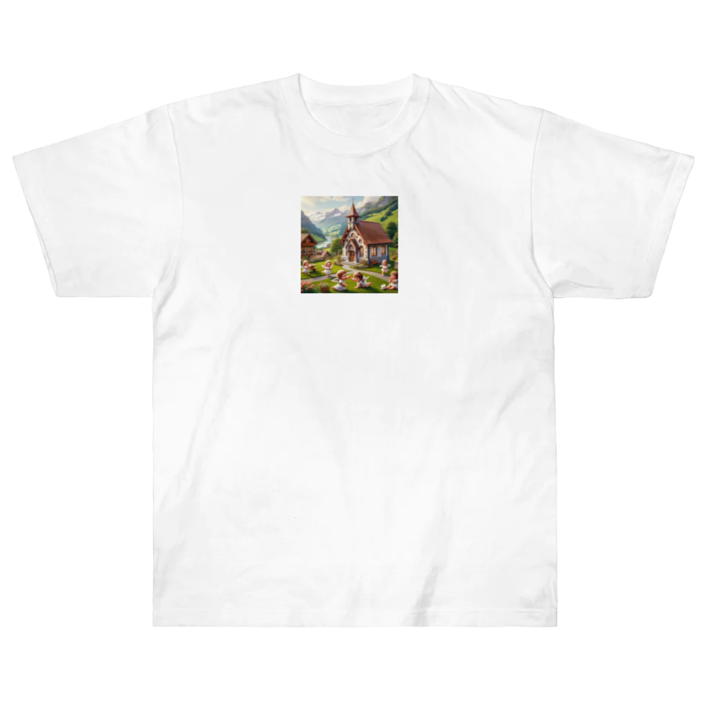 天使の館の教会で遊んでる天使たち Heavyweight T-Shirt