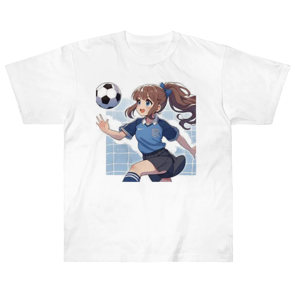 RYO14silviaの楽しくフットサルしているポニーテールの女の子 ヘビーウェイトTシャツ