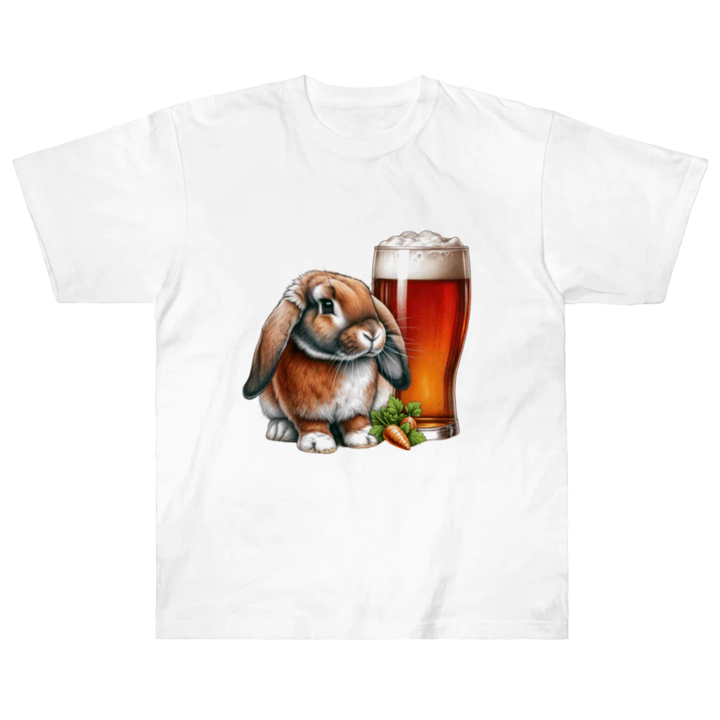 bottaの可愛いウサギ(垂れ耳ビール)カラー03 ヘビーウェイトTシャツ