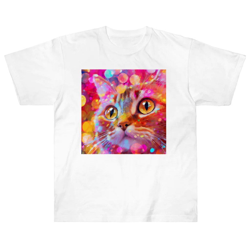 ccccatのキラキラ猫3 ヘビーウェイトTシャツ