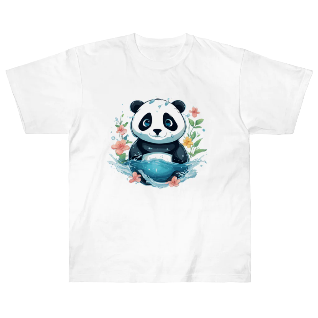 waterpandaの水中のパンダ ヘビーウェイトTシャツ