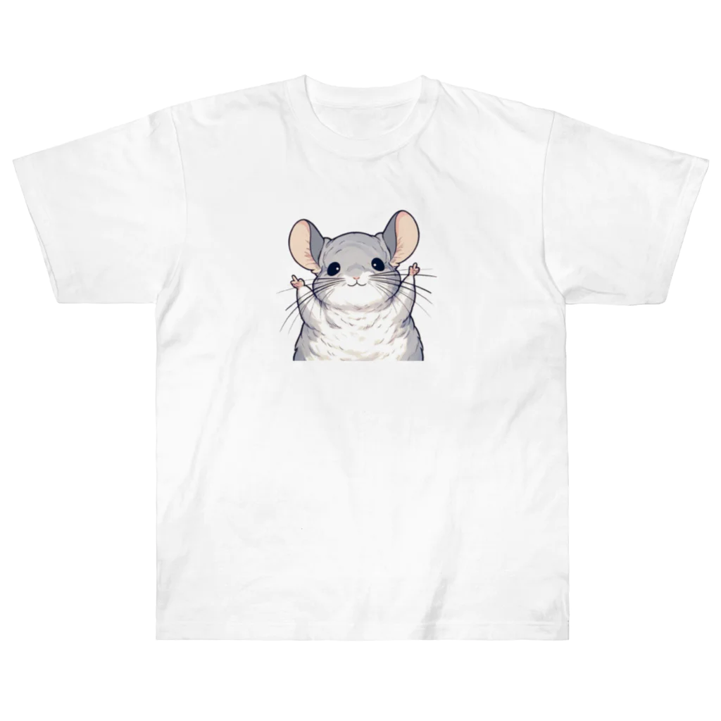 もふっとチンチラ🐭のばんざいチンチラ Heavyweight T-Shirt