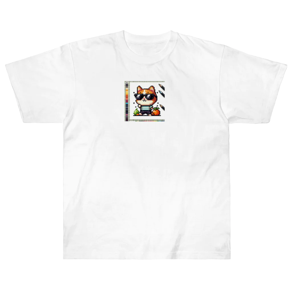 BinaryStoreのキャンバスネコ Heavyweight T-Shirt