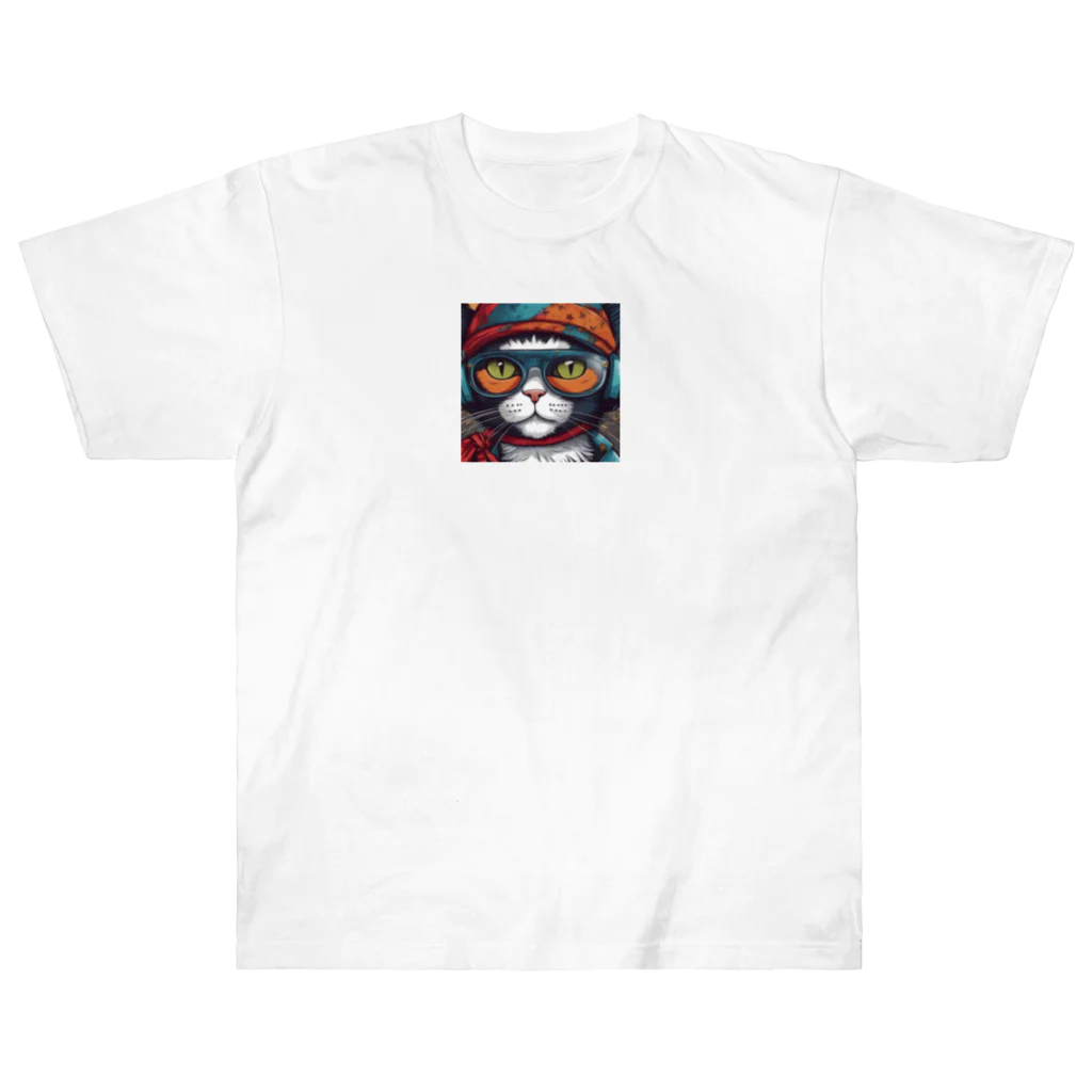 DezamaLandの戦闘猫 ヘビーウェイトTシャツ