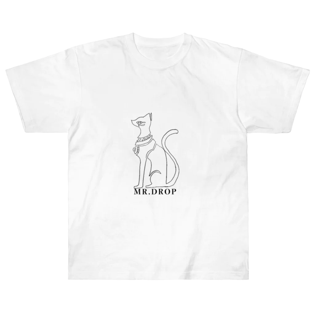 🐈‍⬛ MR.DROP🐈‍⬛ の古代エジプト猫の神様　バステト神 ヘビーウェイトTシャツ