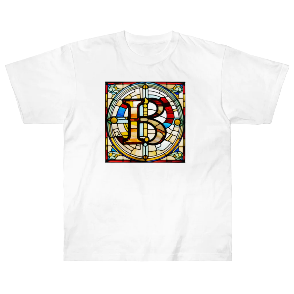 alphabet stained glassのstained glass B ヘビーウェイトTシャツ