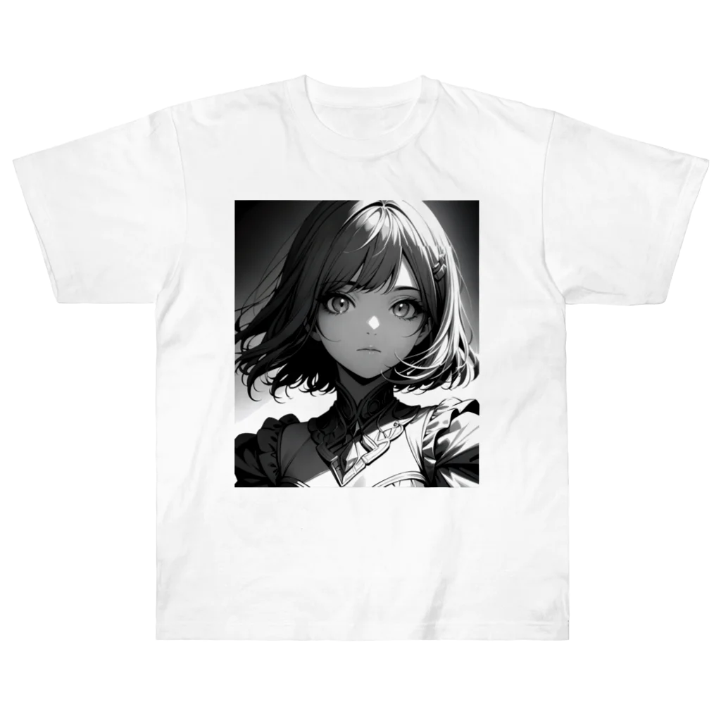 Relaxing Beatsのモノクロ美少女 Heavyweight T-Shirt