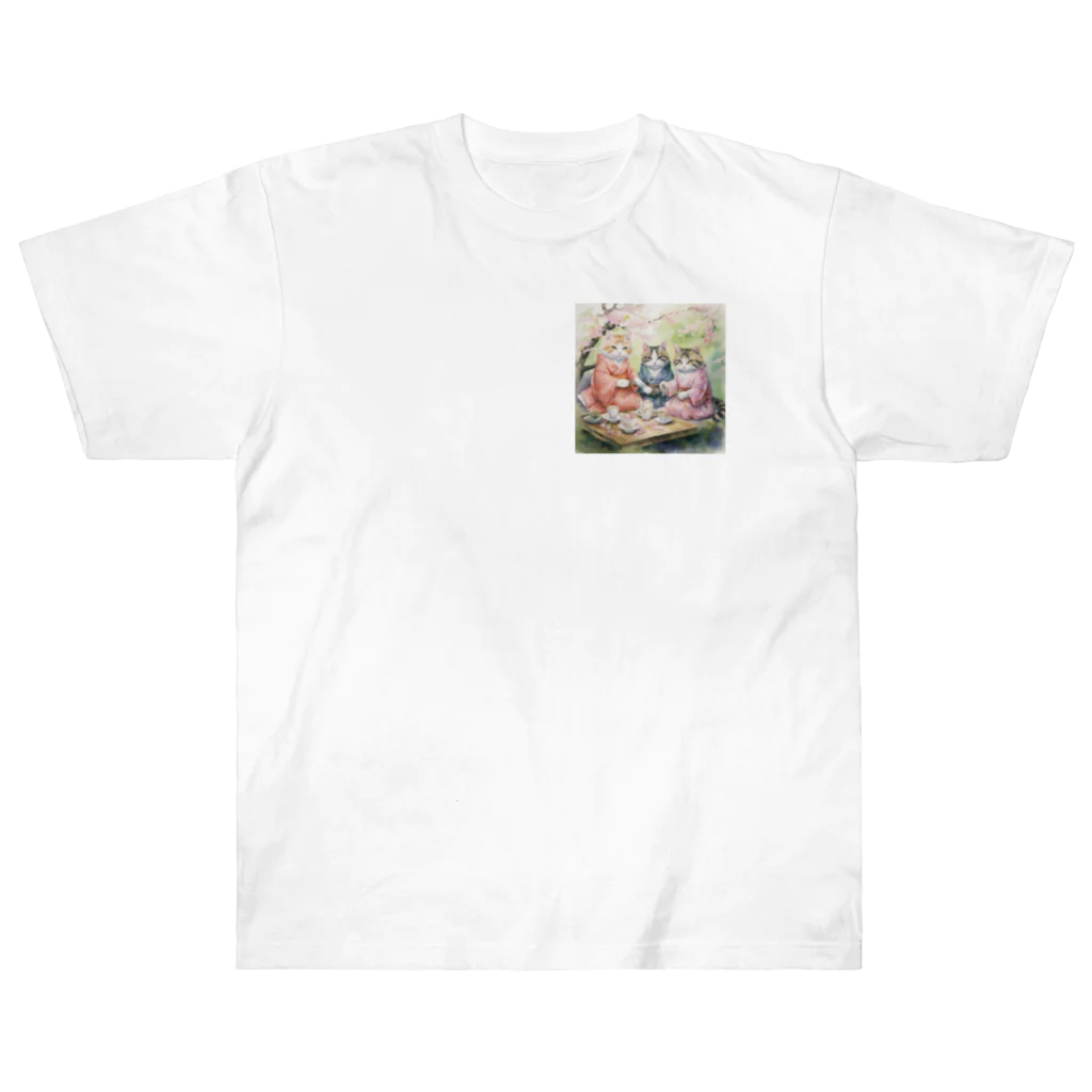 AQUAMETAVERSEの森の中でお茶会をする猫たち Marsa 106 Heavyweight T-Shirt