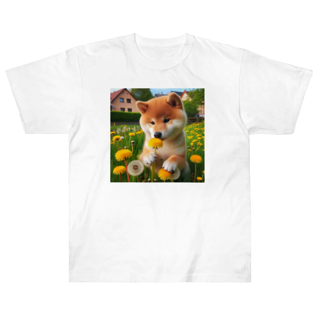 ANTARESのたんぽぽと柴犬 Heavyweight T-Shirt