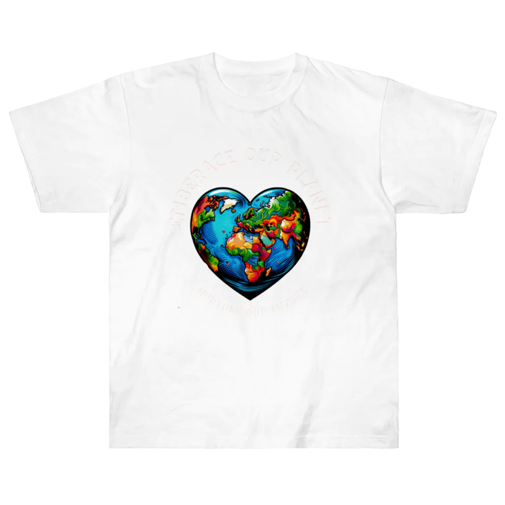 KULIEITAの地球の日　Earth day 地球　ハート　ブルー Heavyweight T-Shirt