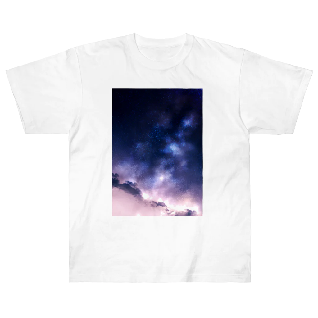 Amanekoの夜空プリント Heavyweight T-Shirt