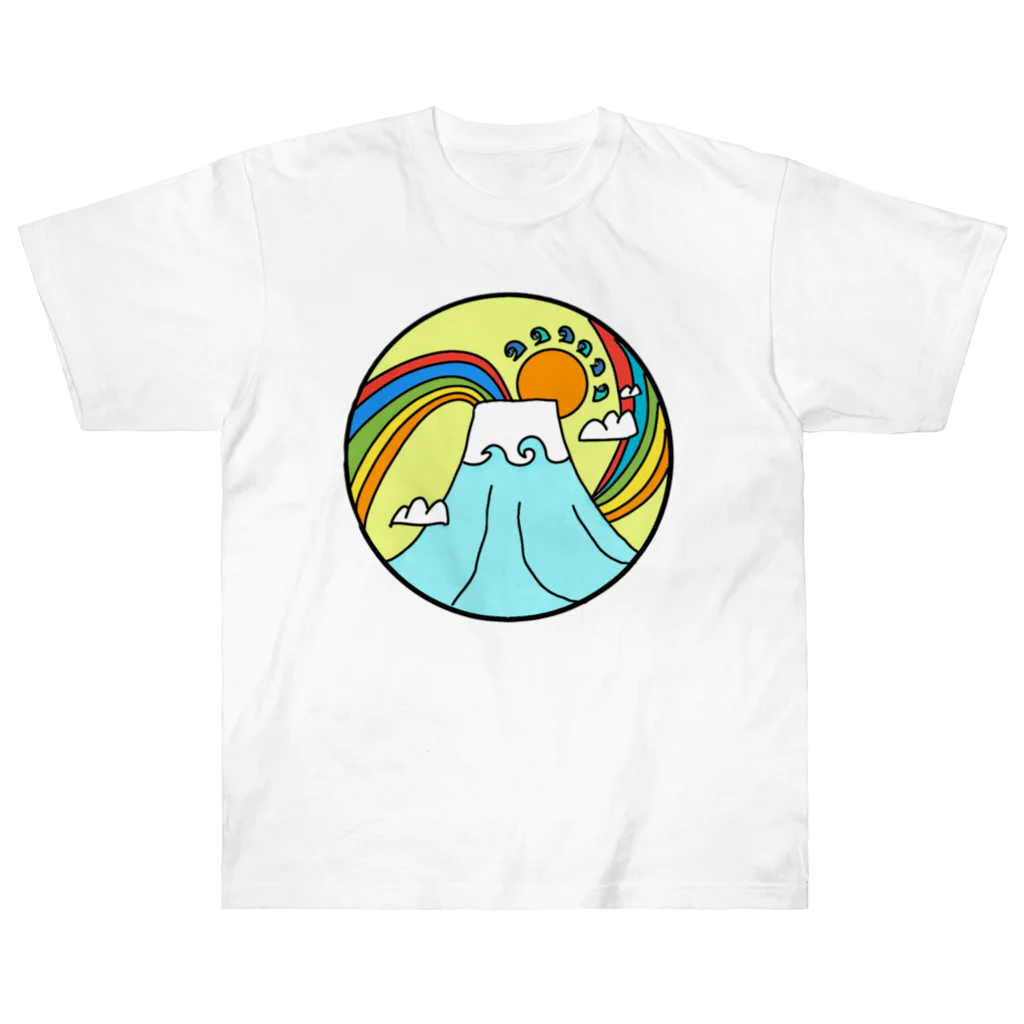 aloha_world_in_circleのjapan mount Fuji rainbow Heavyweight T-Shirt