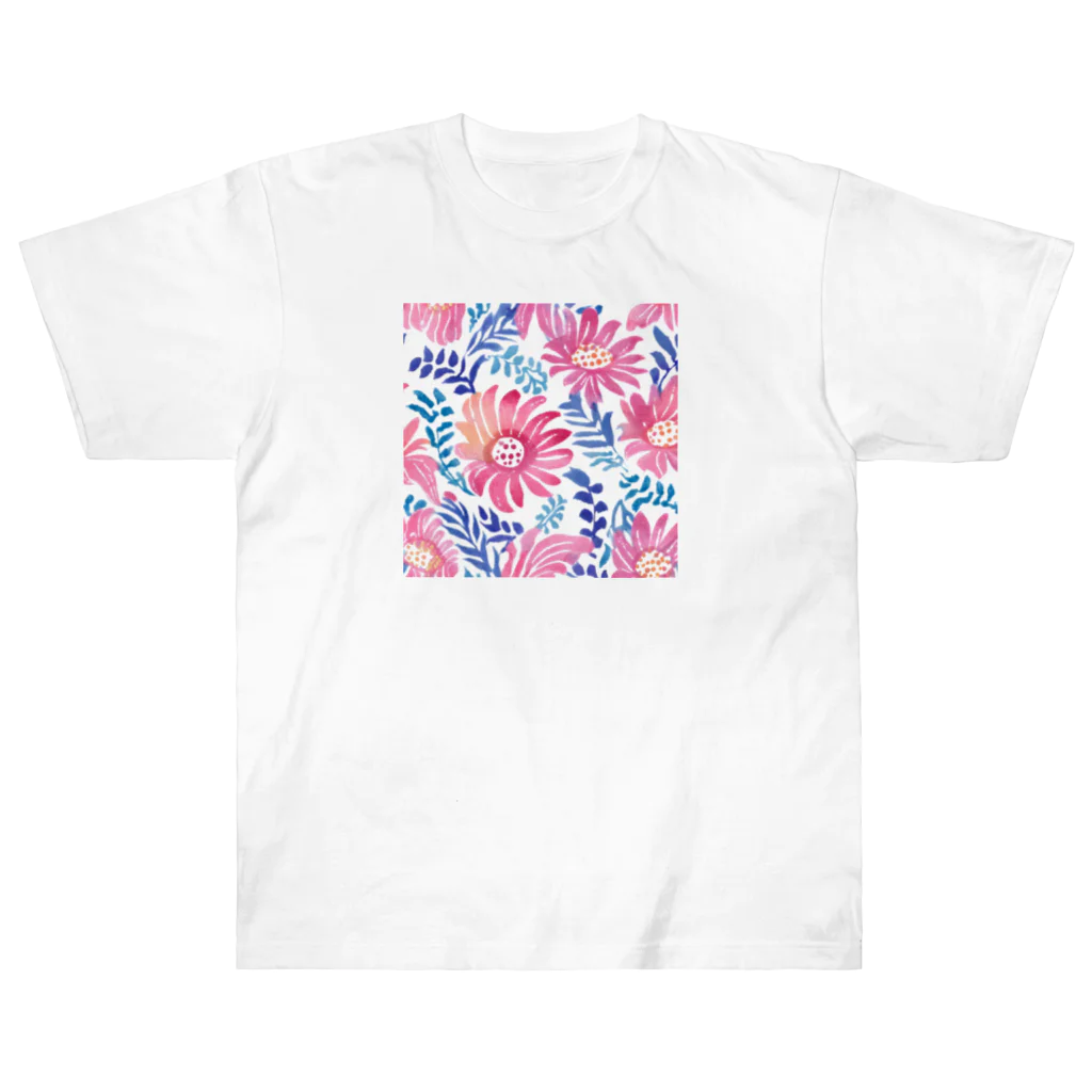 OkometoOmochiの花柄.b ヘビーウェイトTシャツ