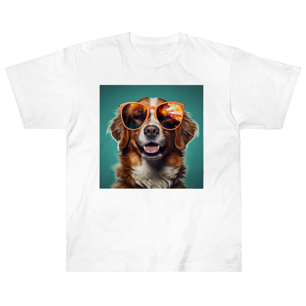 AQUAMETAVERSEのサングラスをかけた、かわいい犬 Marsa 106 Heavyweight T-Shirt