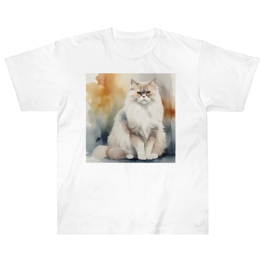 hiname-studioのペルシャ猫 ヘビーウェイトTシャツ