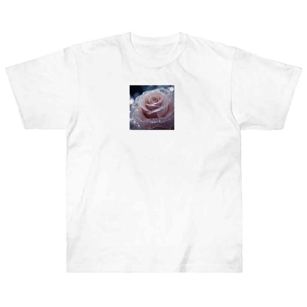 matsunne5555の幻想的な氷の薔薇 ヘビーウェイトTシャツ