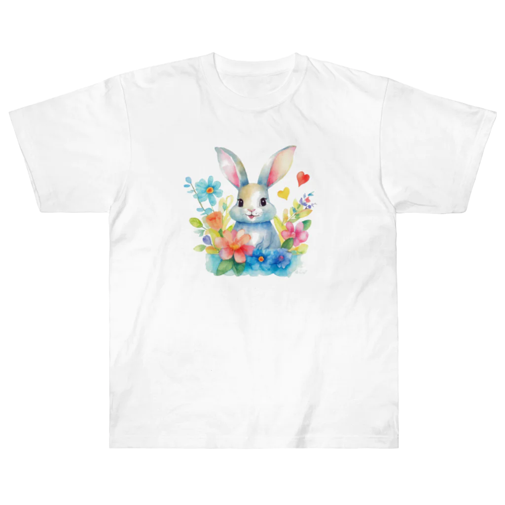 うさぎやの花に囲まれたうさぎ2 Heavyweight T-Shirt