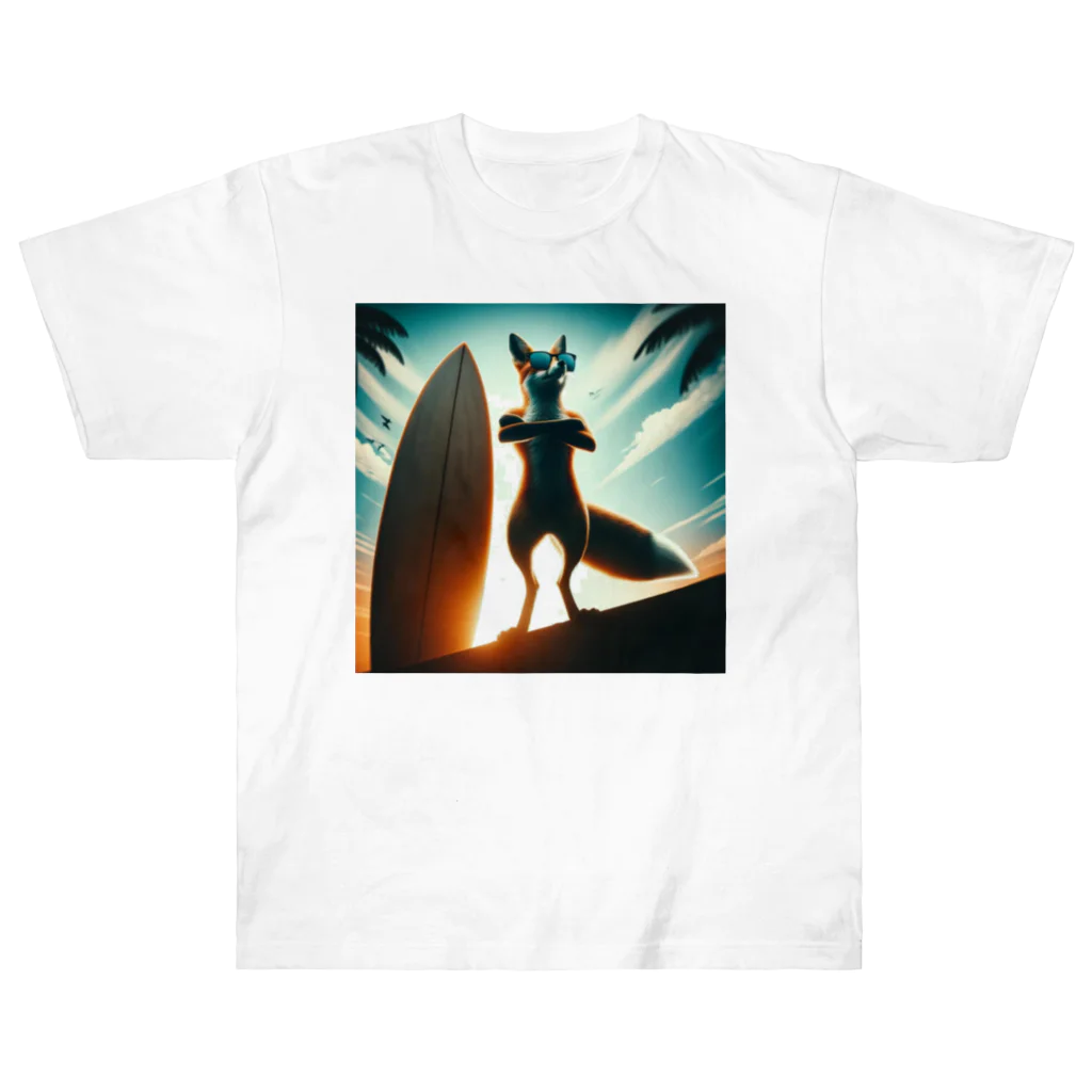 かわクールの夏の狐 ヘビーウェイトTシャツ
