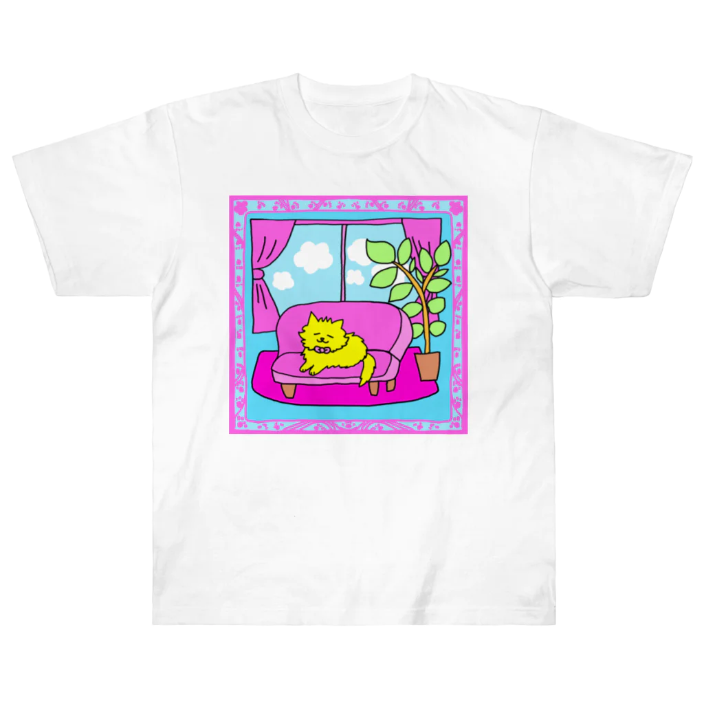 ネコグラシの休憩猫 ヘビーウェイトTシャツ