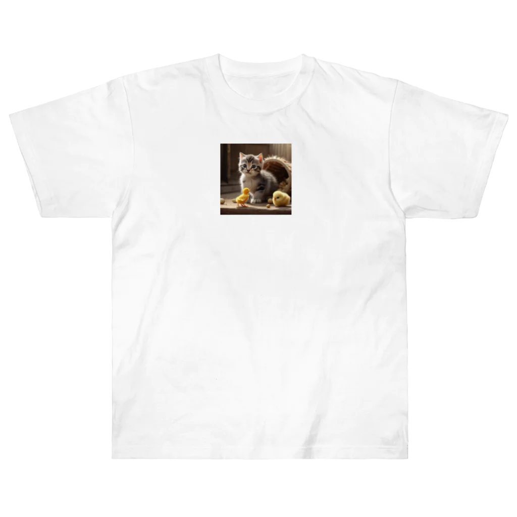 だんのんの可愛いヒヨコと猫ママ Heavyweight T-Shirt