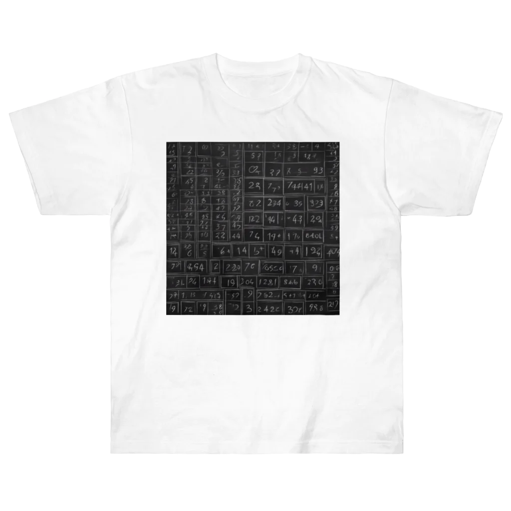 Isaiah_AI_Designの黒板の数字 ヘビーウェイトTシャツ