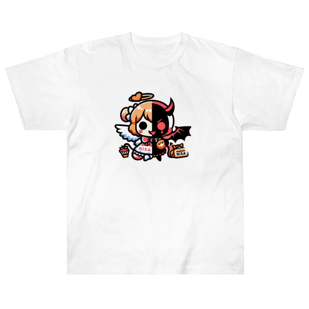 Shakkiri3のNISA（天使と悪魔） ヘビーウェイトTシャツ