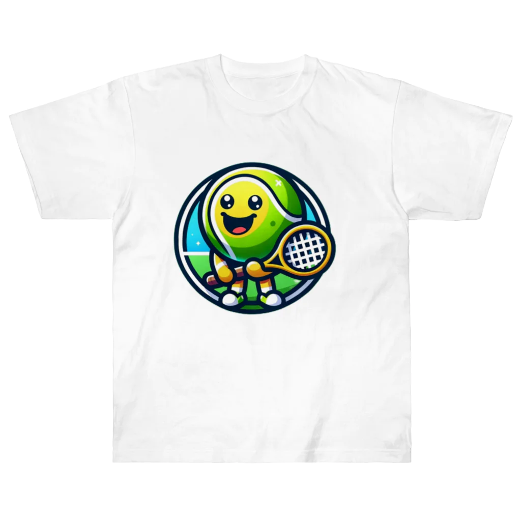 パグとプードルのテニスボールキャラクター ヘビーウェイトTシャツ