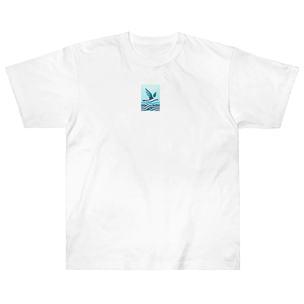 ねこにんじゃショップの海とカモメ Heavyweight T-Shirt