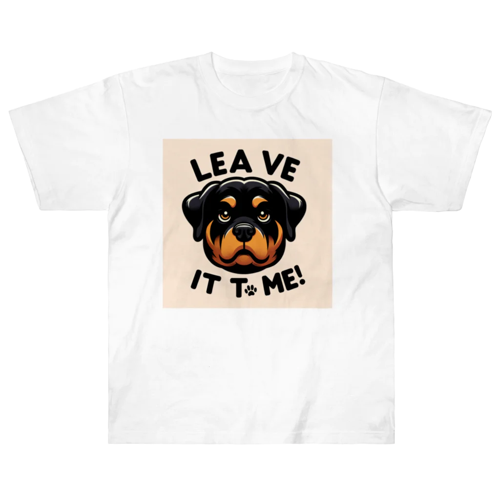 keikei5の力強い表情を見せるロットワイラー🐾 ヘビーウェイトTシャツ