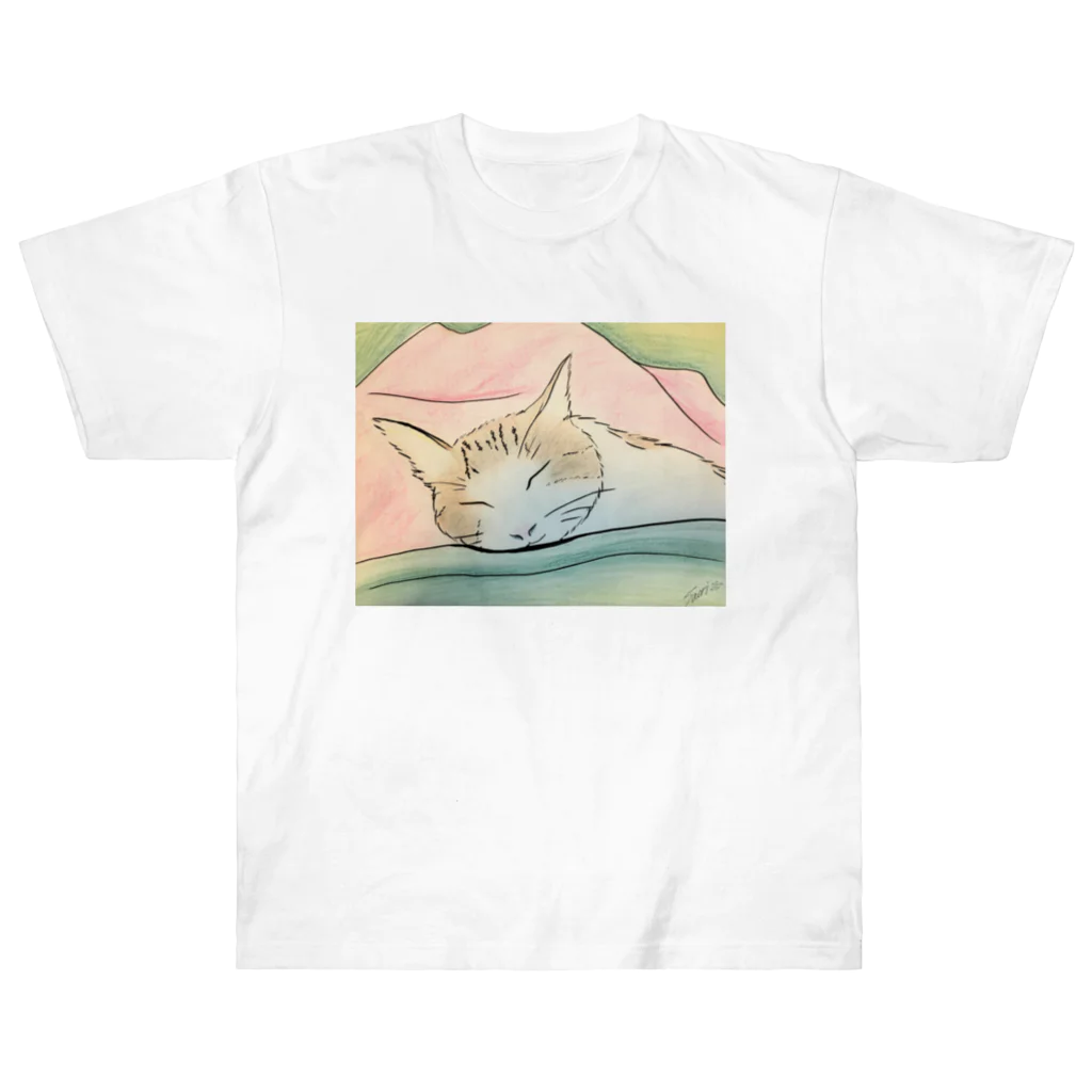 ハンドメイドSaoriのねこ♡寝子 Heavyweight T-Shirt